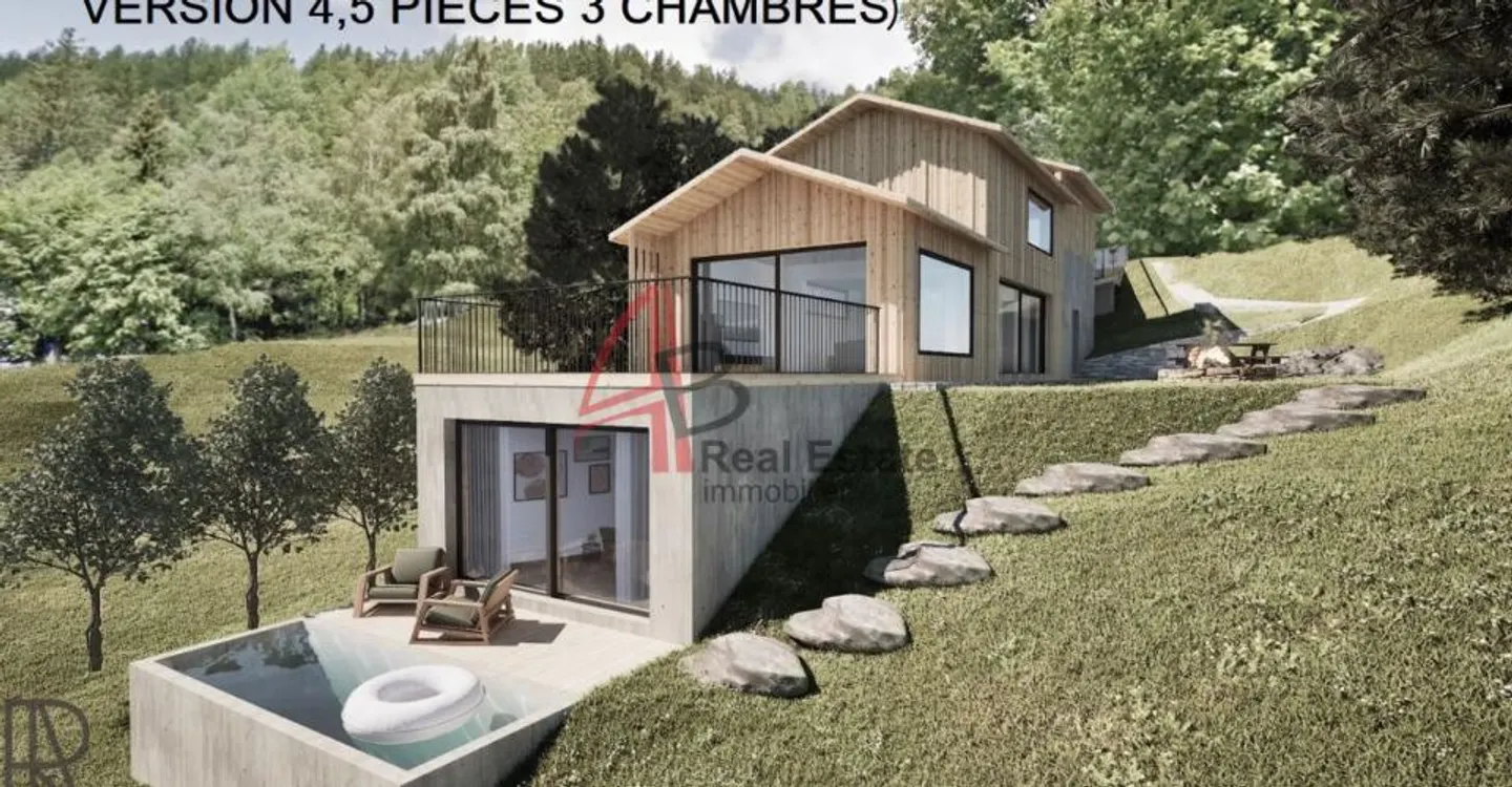 Contemporary villa of 4.5 rooms - 3 bedrooms, private forest and panoramic view - Chemin-Dessus (Val de Bagnes) - Photo 1 of 13