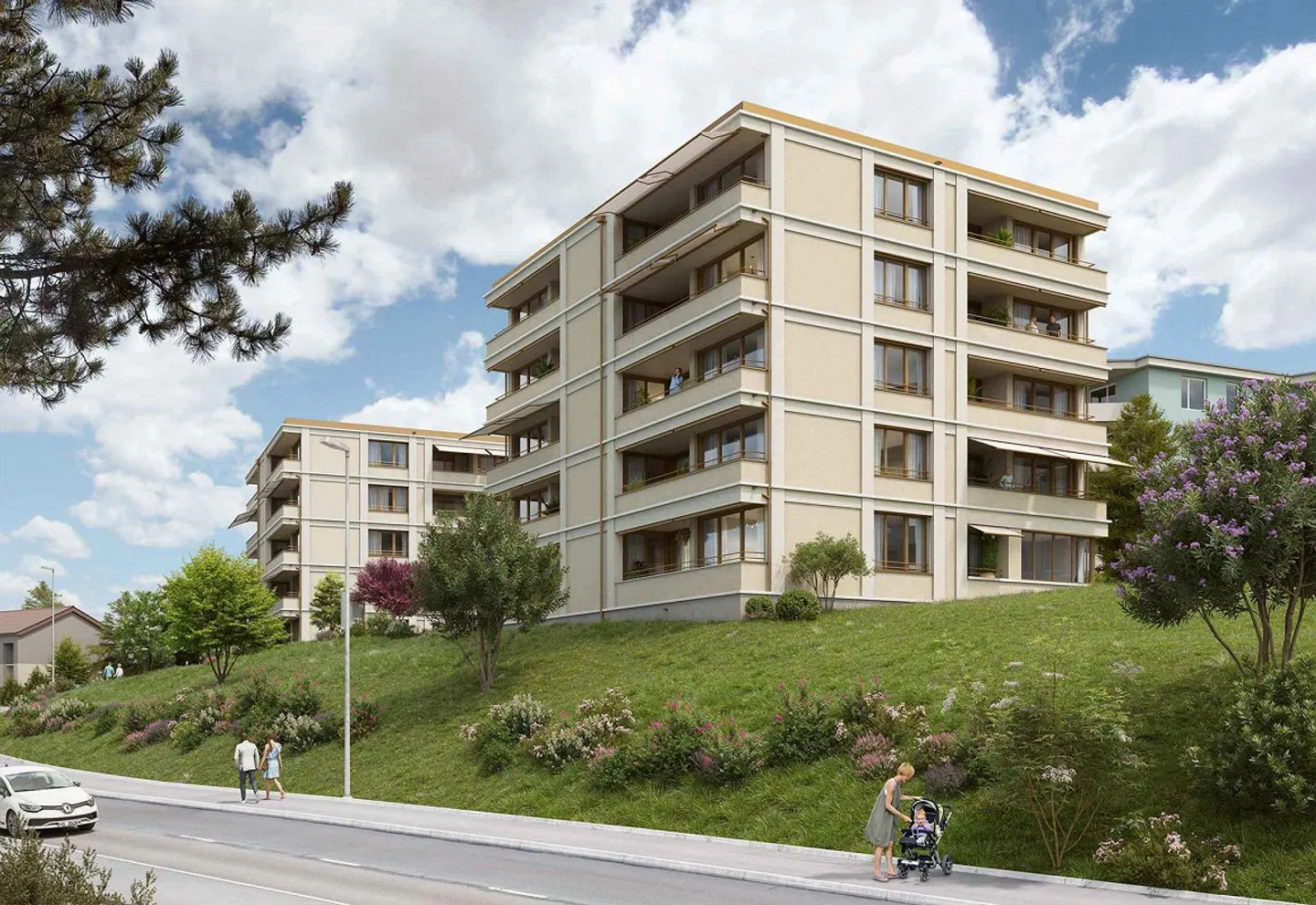 Appartement moderne de 4,5 pièces avec balcon et vue sur la verdure - Photo 2 sur 7