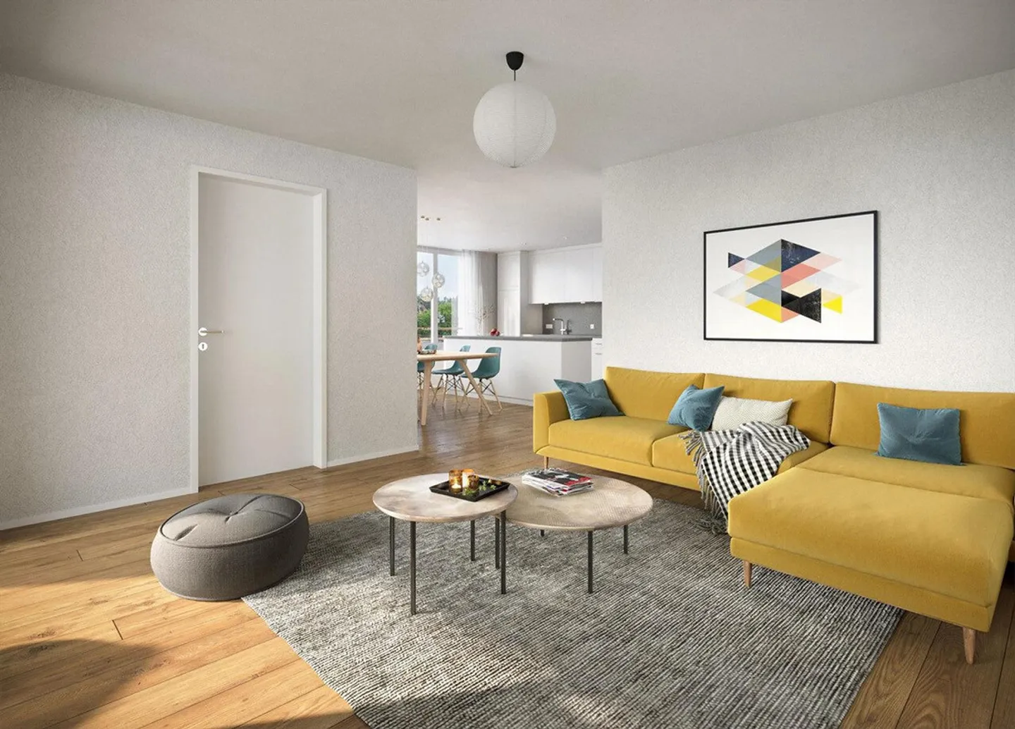 Appartement moderne de 4,5 pièces avec balcon et vue sur la verdure - Photo 3 sur 7