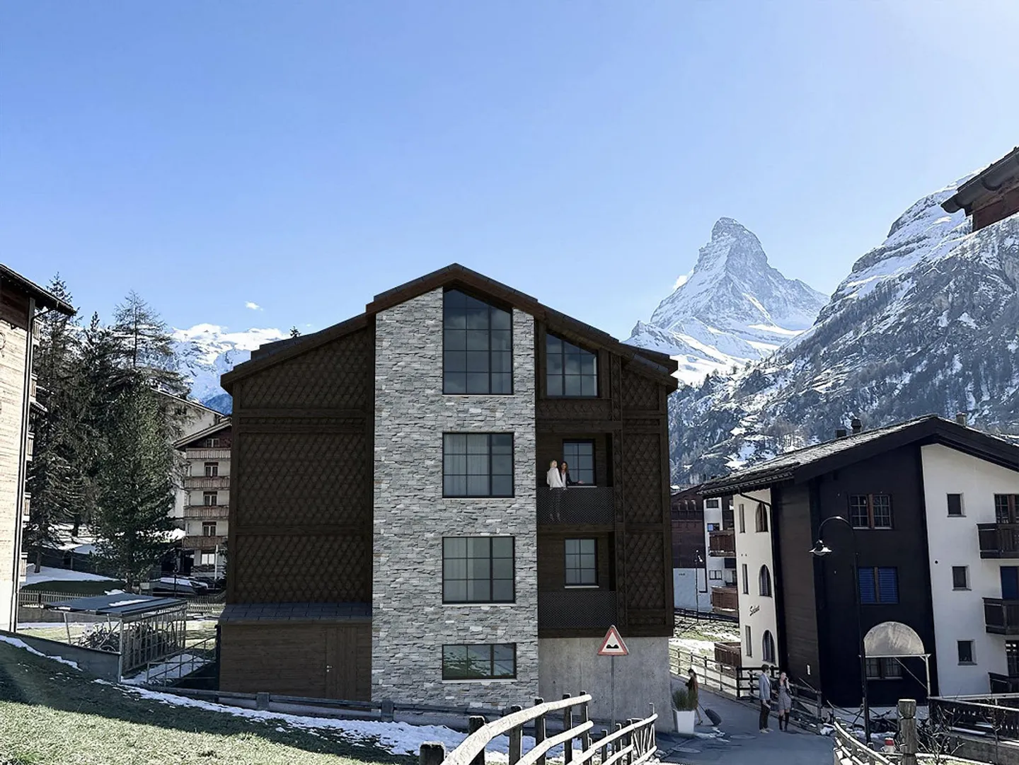 Projet de chalet entièrement approuvé à Zermatt, vue panoramique sur le Cervin - Photo 6 sur 8