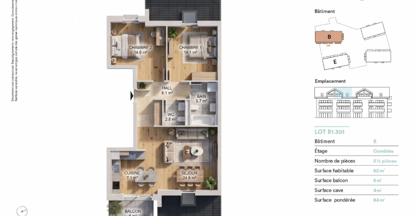 New 3.5-room apartment with balcony - Photo 10 of 11