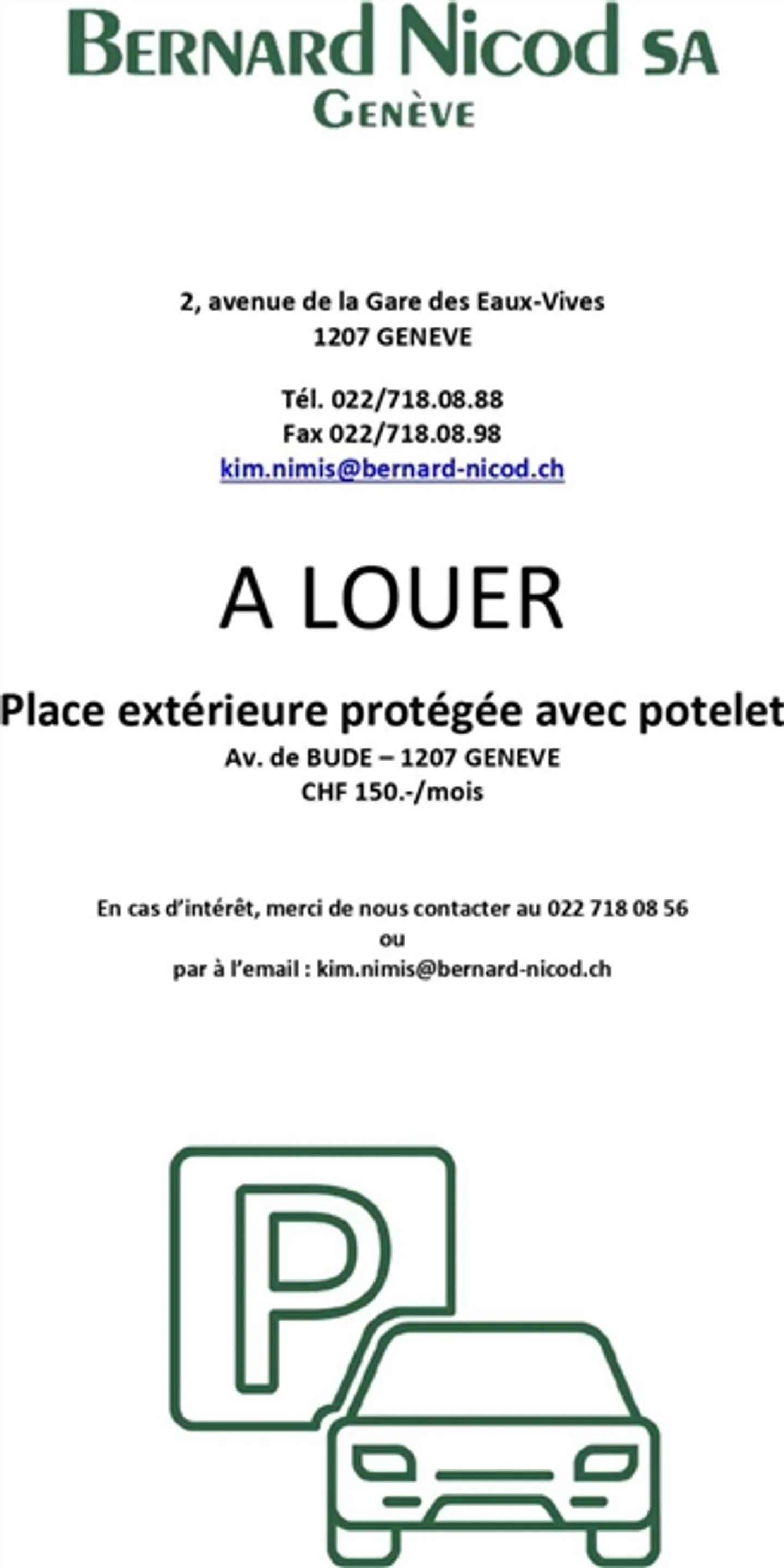 Place de parking extérieur avec bollard de protection - Photo 1 sur 1