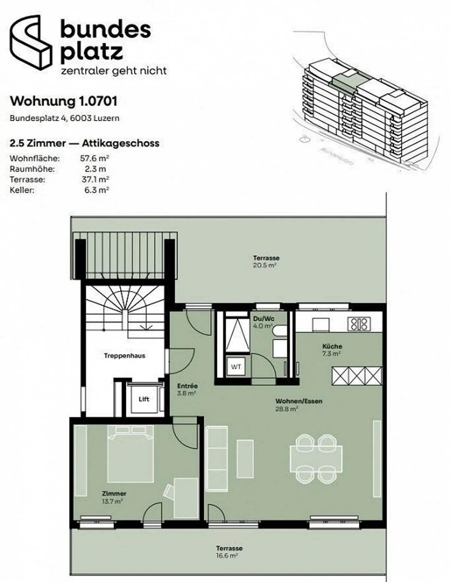 Exclusive penthouse apartment with terraces at Bundesplatz Luzern - Photo 11 of 12