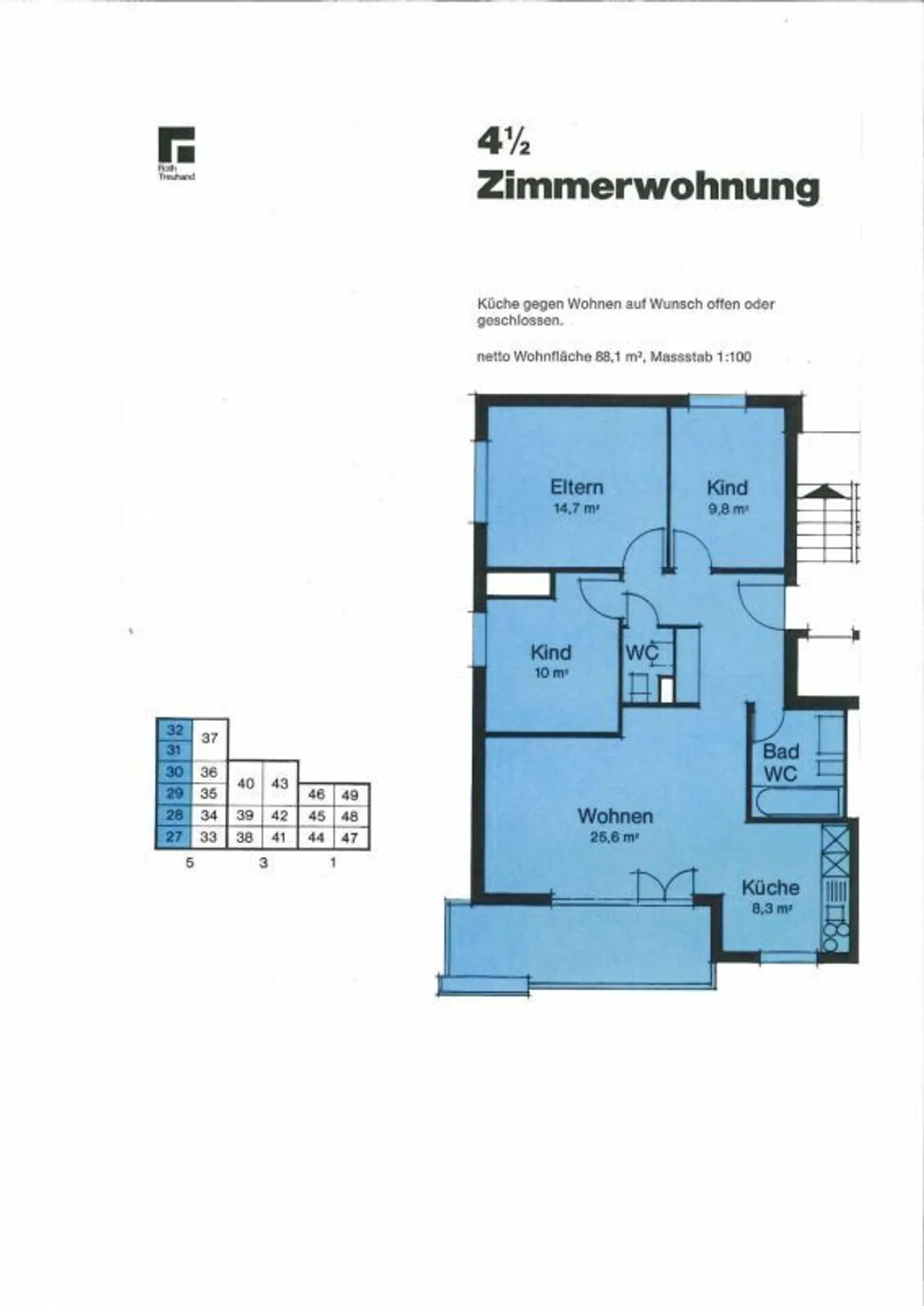 4.5 Zimmer Wohnung im 3. OG - Foto 9 von 9