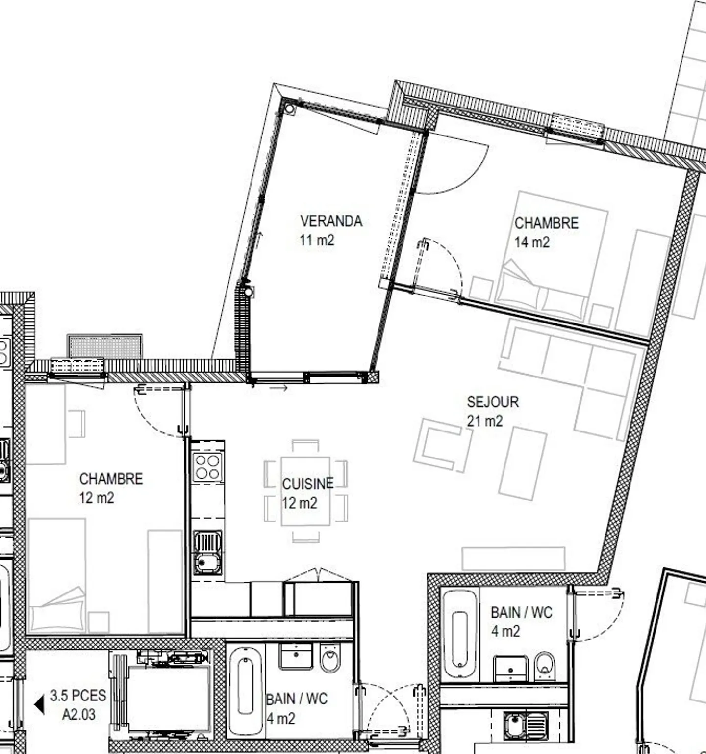 Modernes Apartment mit Veranda - Foto 4 von 4