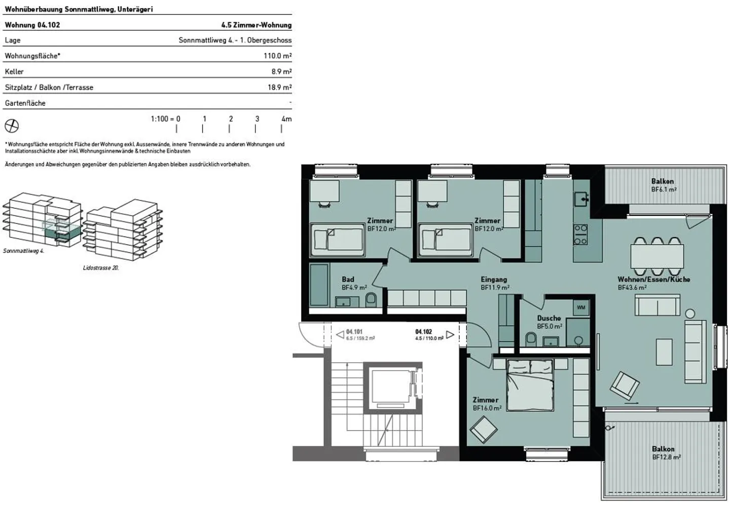Appartement neuf de 4½ pièces dans le quartier de Sonnmattli - Photo 4 sur 4