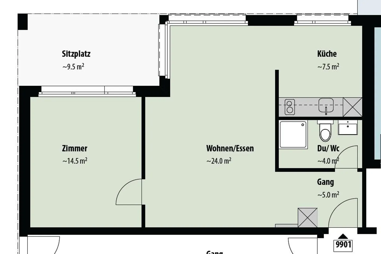 Topmoderne 2.5-Zimmer-Wohnung mit grossem Sitzplatz - Foto 10 von 10