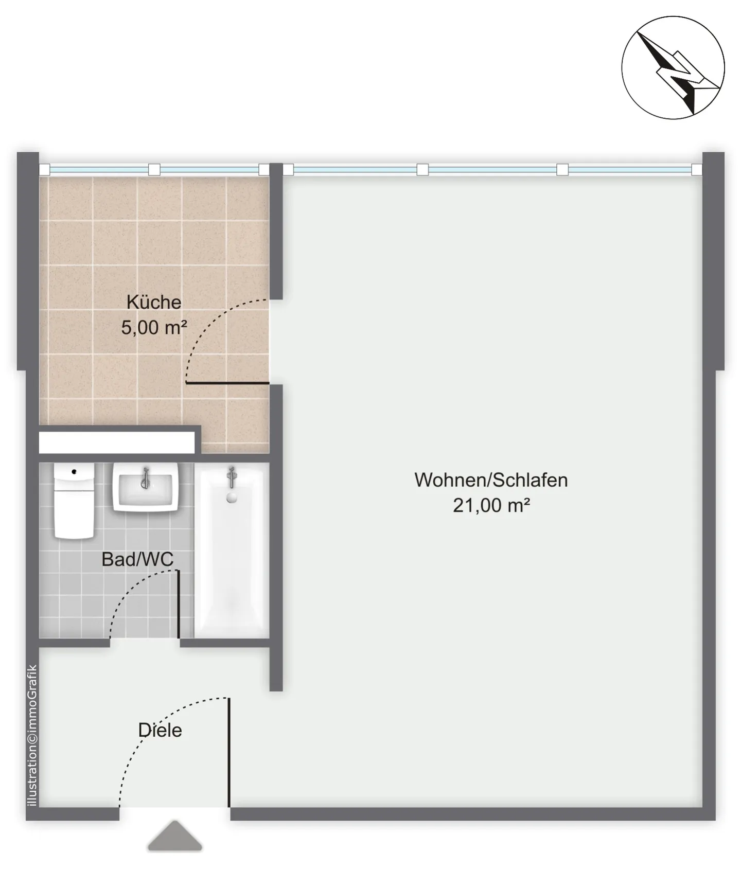 Preiswertes Apartment Nähe Stadt - Foto 5 von 5