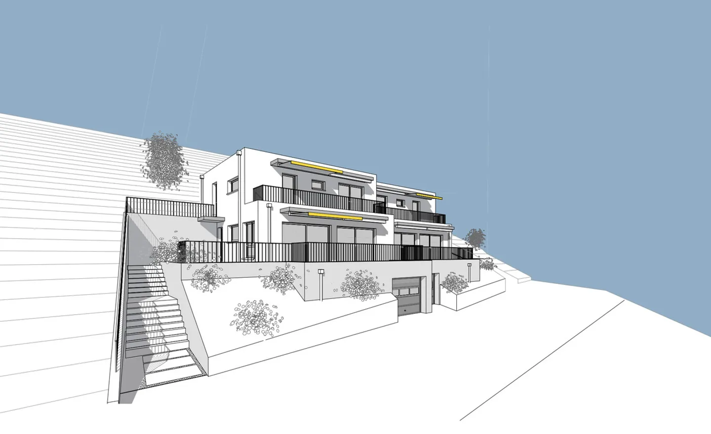 Promozione di 2 ville a schiera di 4,5 stanze in zona tranquilla, vista panoramica - Foto 1 di 5