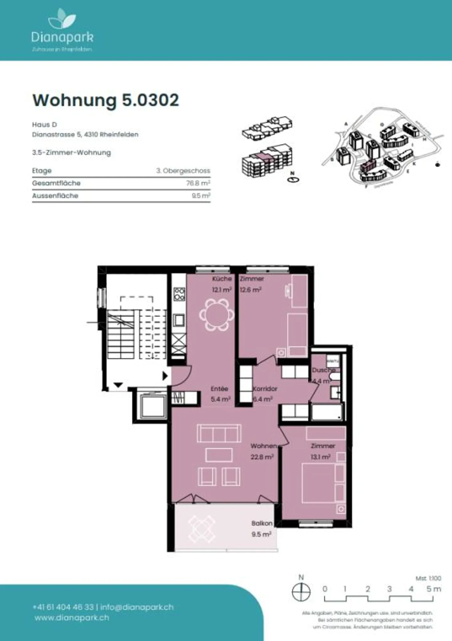 3.5-Zimmer-Wohnung im Dianapark Rheinfelden! - Foto 7 von 7