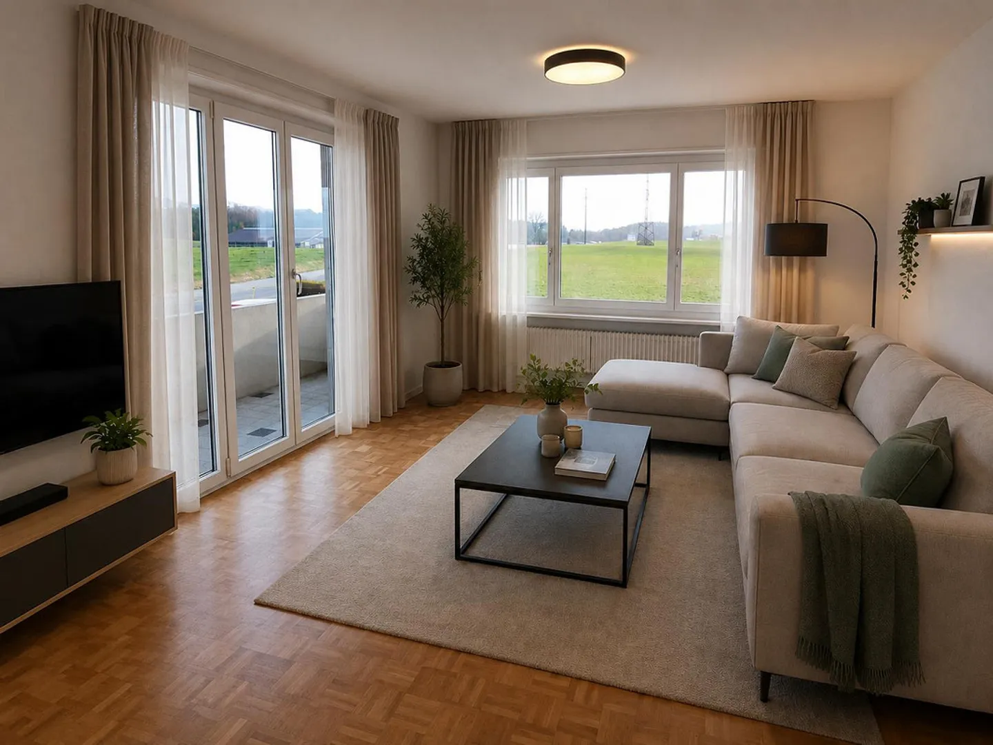 Bright 4-room apartment with balcony and terrace in Wünnewil - from 1.10. - Photo 1 of 10