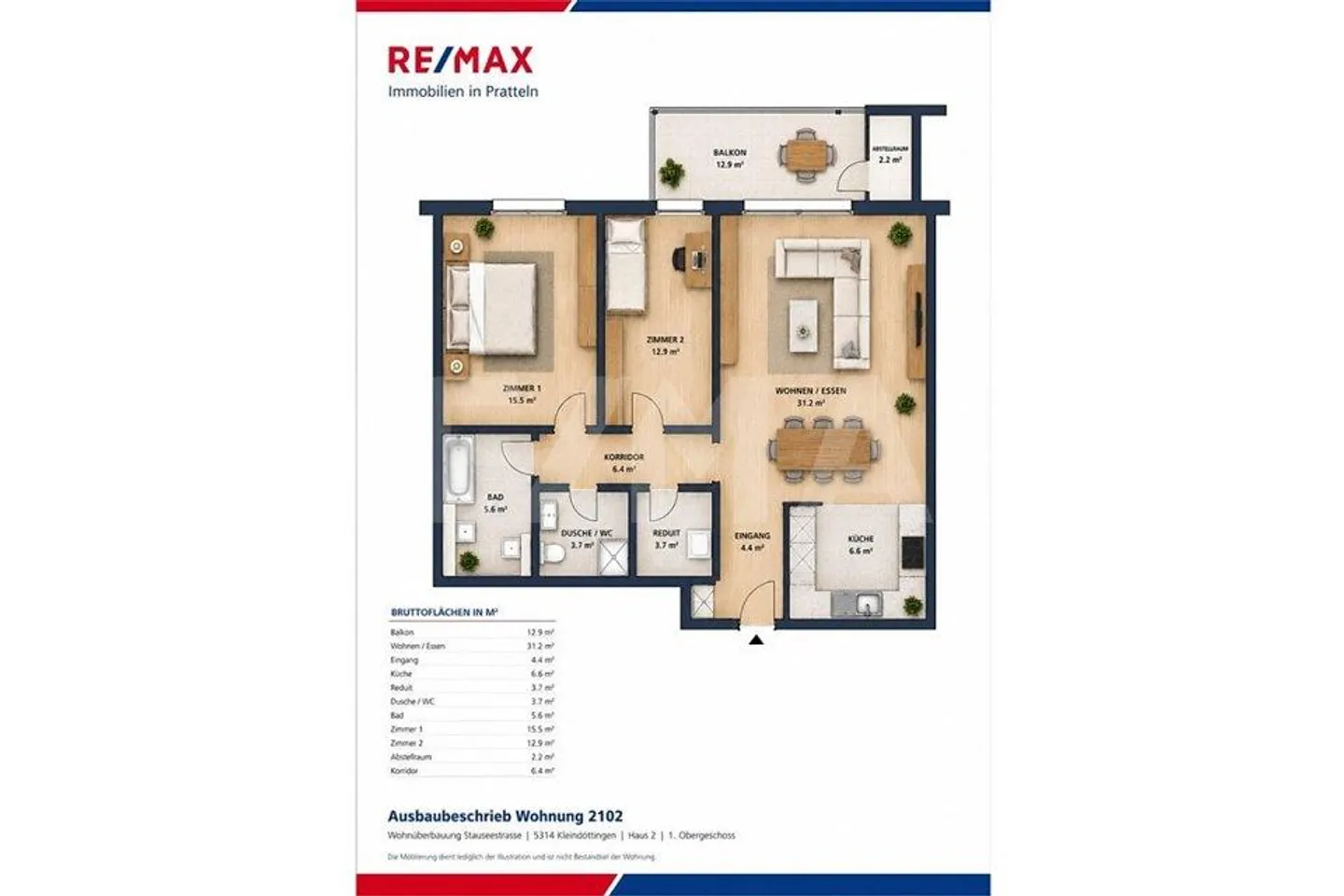 Modernes Apartment mit Balkon - Foto 12 von 13