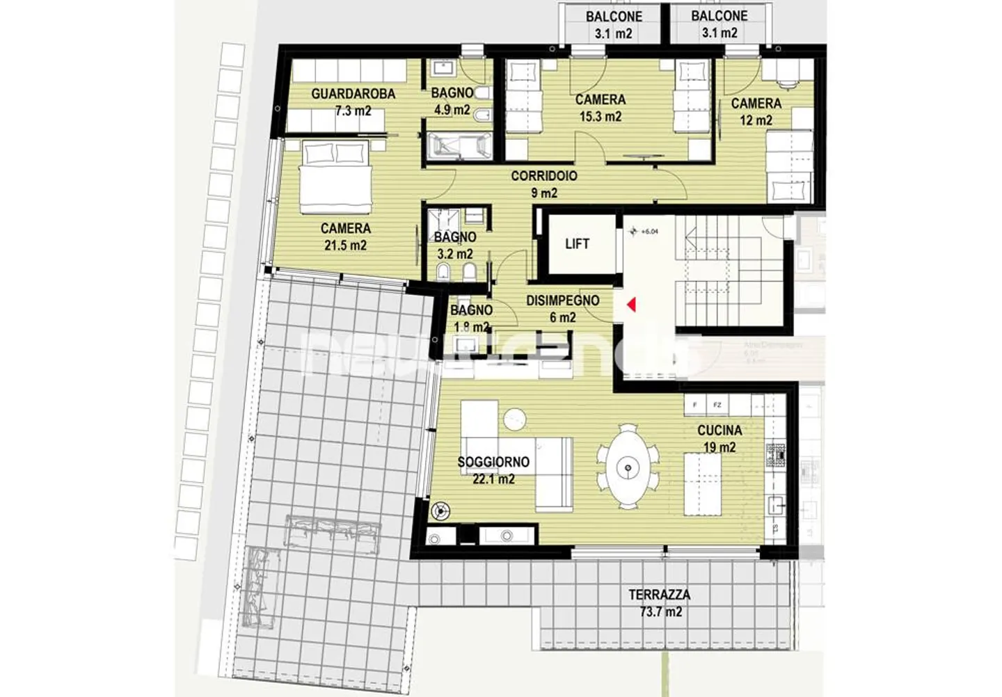 Montagnola – Arasio : penthouse 4,5 pièces avec terrasse et vue dégagée. - Photo 12 sur 14