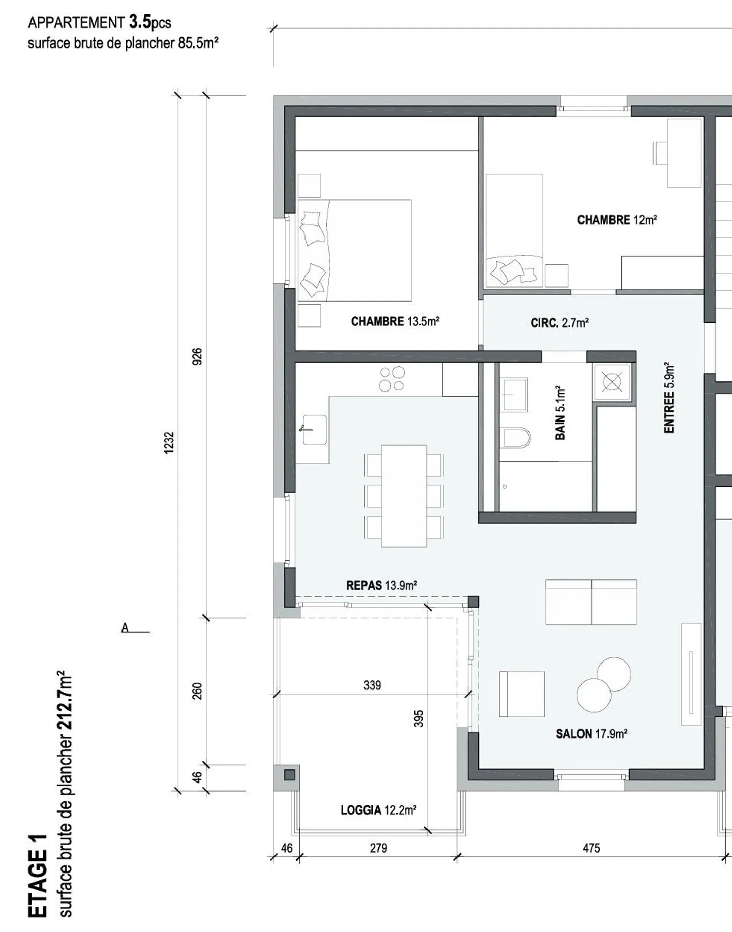 Letztes 3,5-Zimmer-Apartment im 1. Stock in Saillon - Foto 6 von 8
