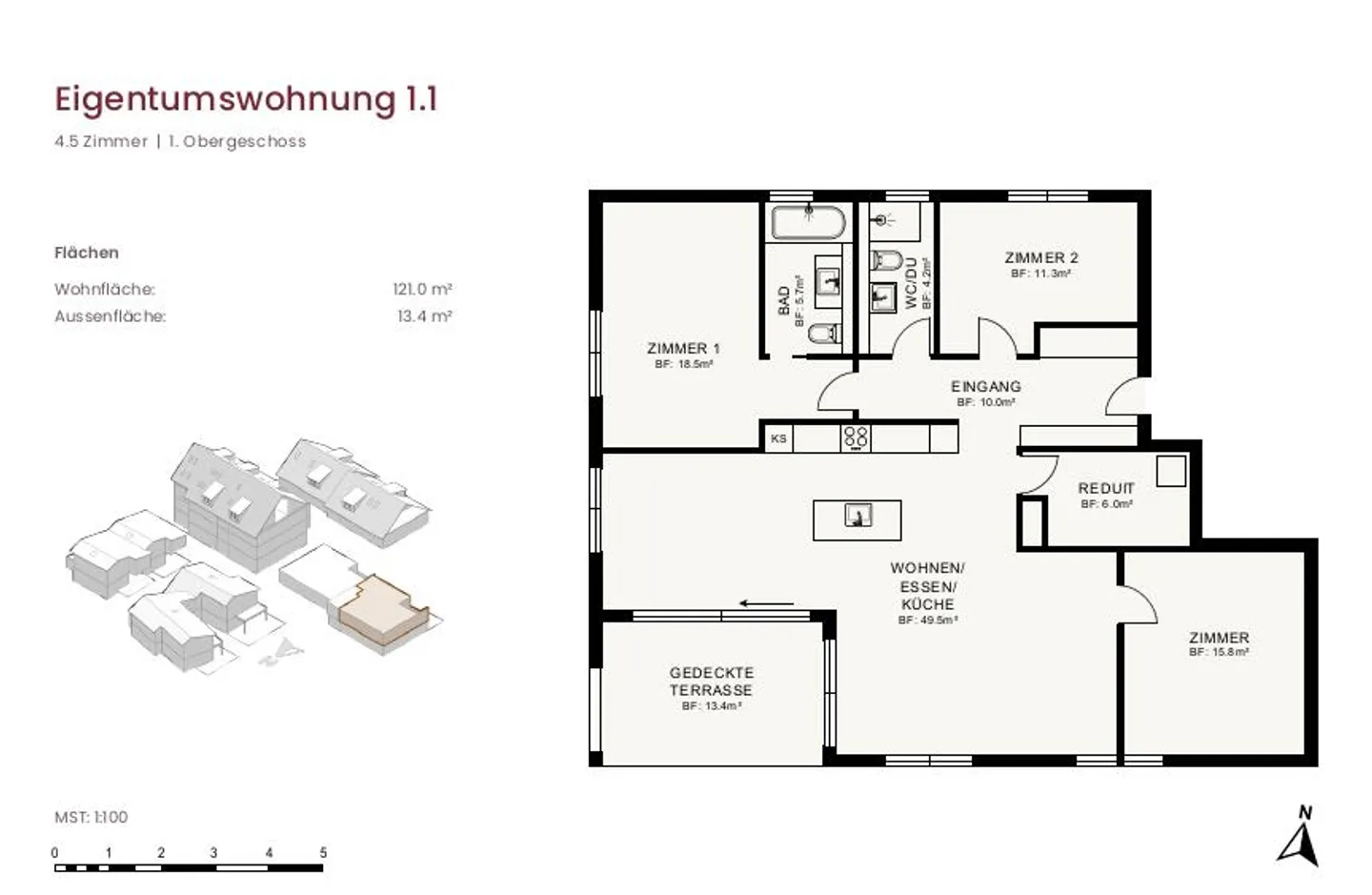Nouveau projet de construction "im Gärtli" Wilchingen - Appartement 4.5 pièces - Photo 4 sur 4