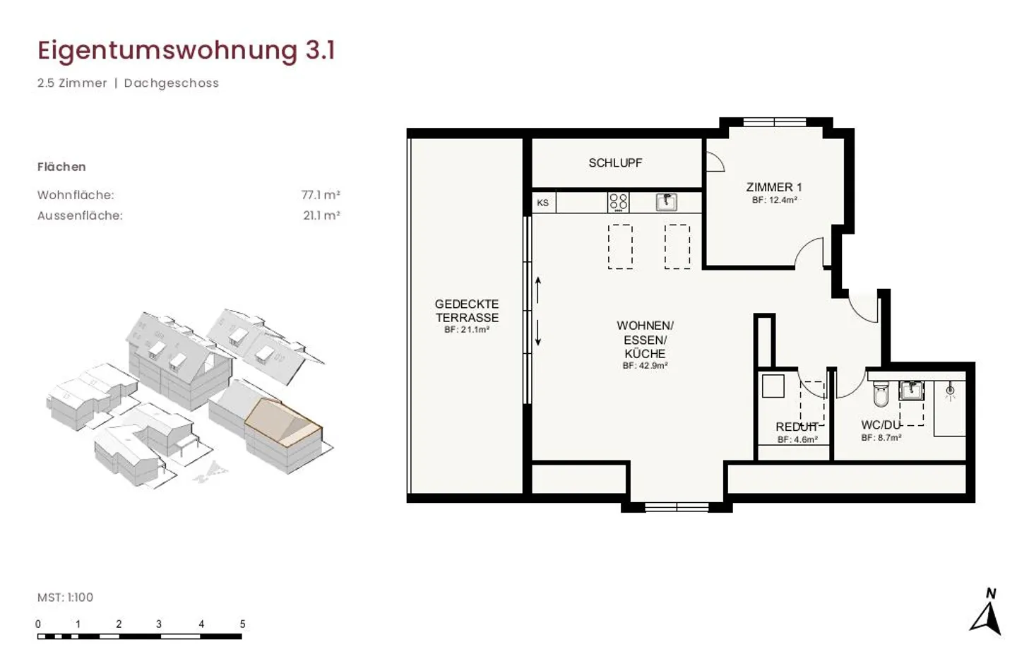 Nouveau projet de construction "im Gärtli" Wilchingen - Appartement en attique de 2,5 pièces - Photo 4 sur 4