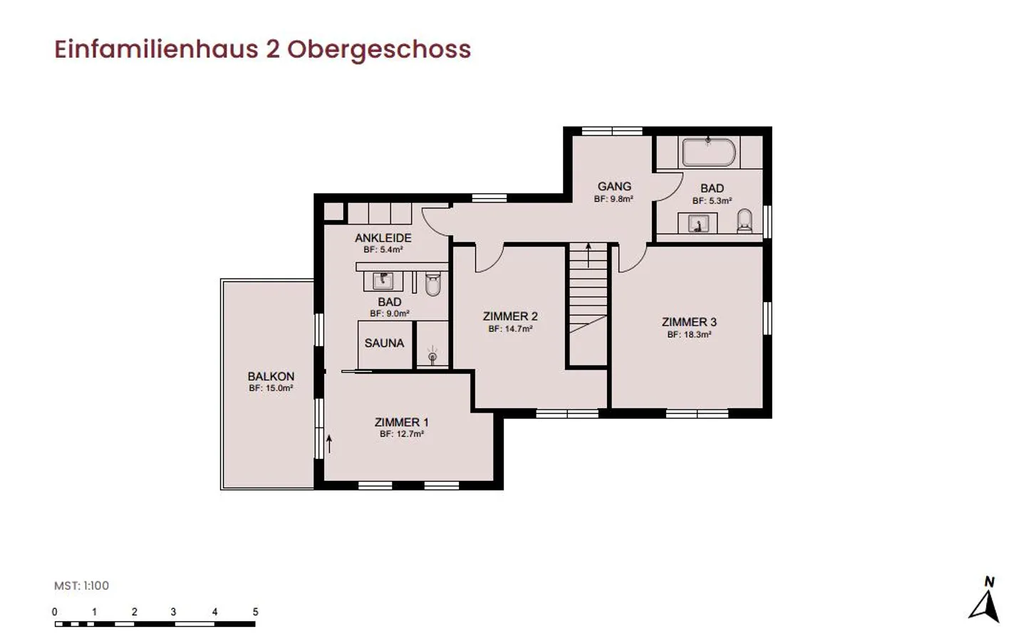 Modernes Einfamilienhaus mit Garten - Foto 8 von 9