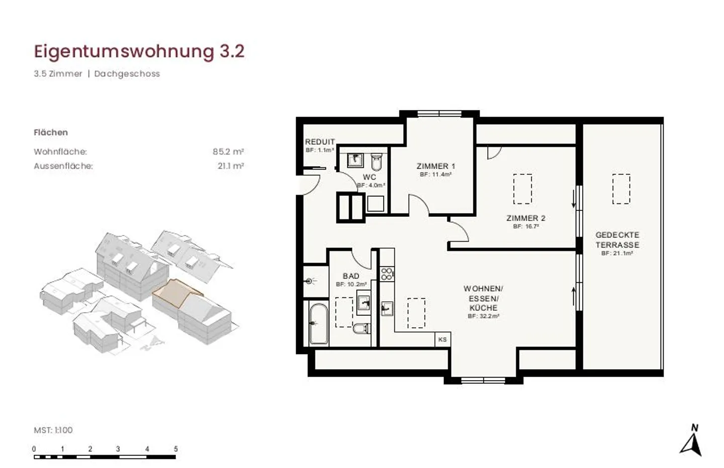 Nouveau projet de construction "im Gärtli" Wilchingen - Appartement en attique de 3,5 pièces - Photo 4 sur 4