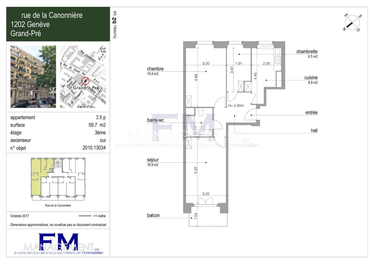Rue de la Canonnière ? 3,5 locali di ca. 59 m² al 3° piano - Foto 3 di 3