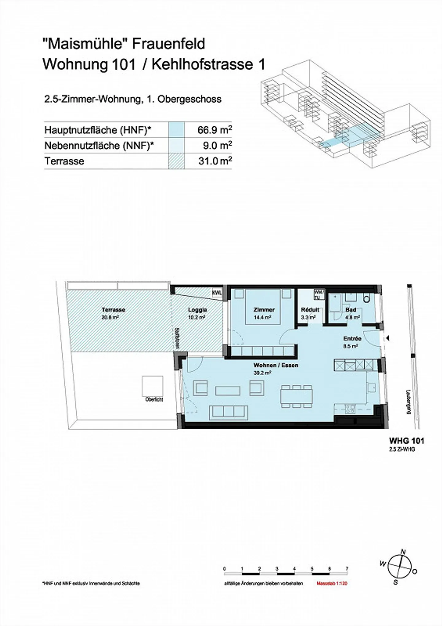 Looking for a new tenant – modern 2.5-room apartment with large terrace in the heart of Frauenfeld - Photo 5 of 5