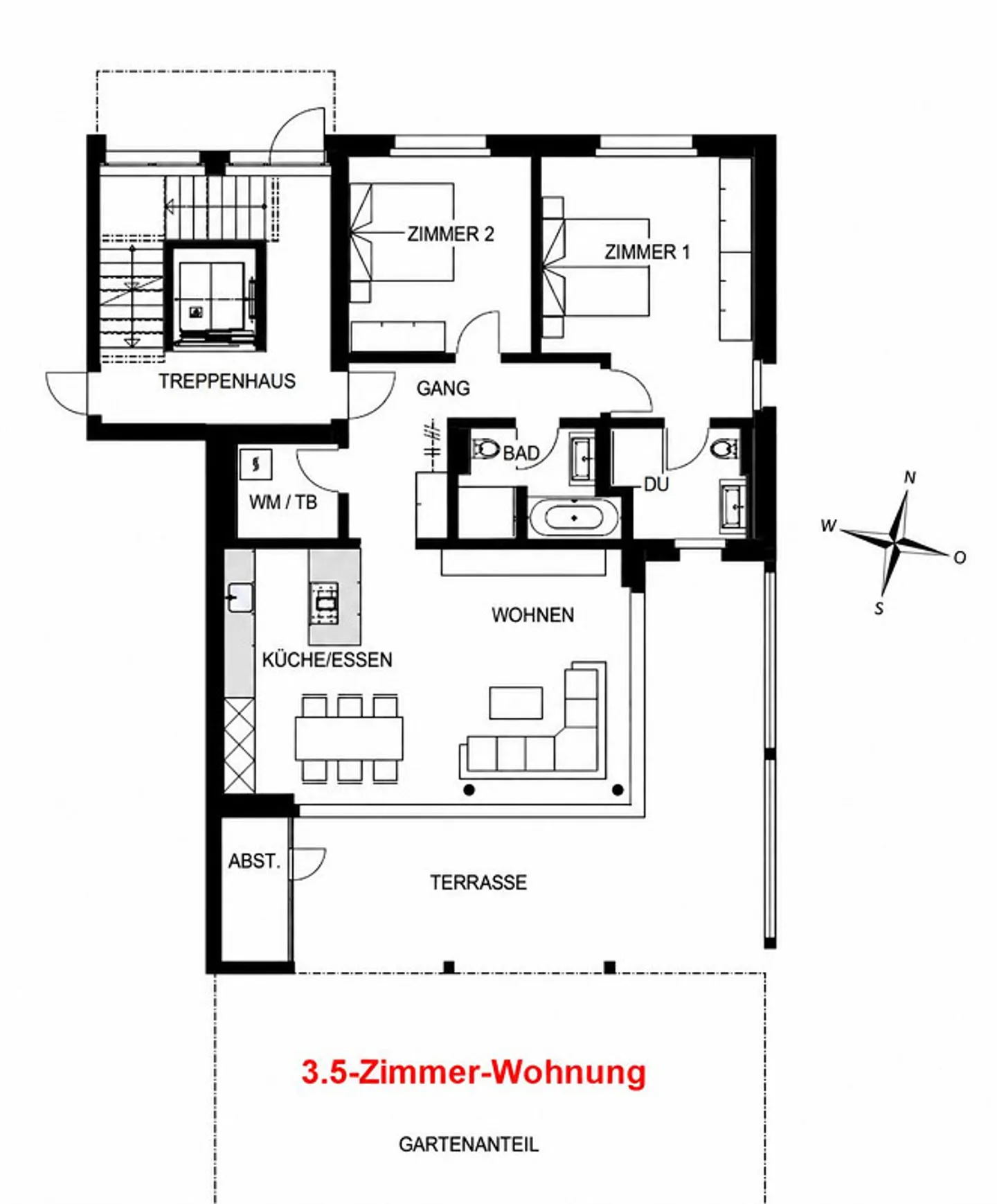 Moderne 3.5-Zimmer-Wohnung mit Terrasse - Foto 14 von 14