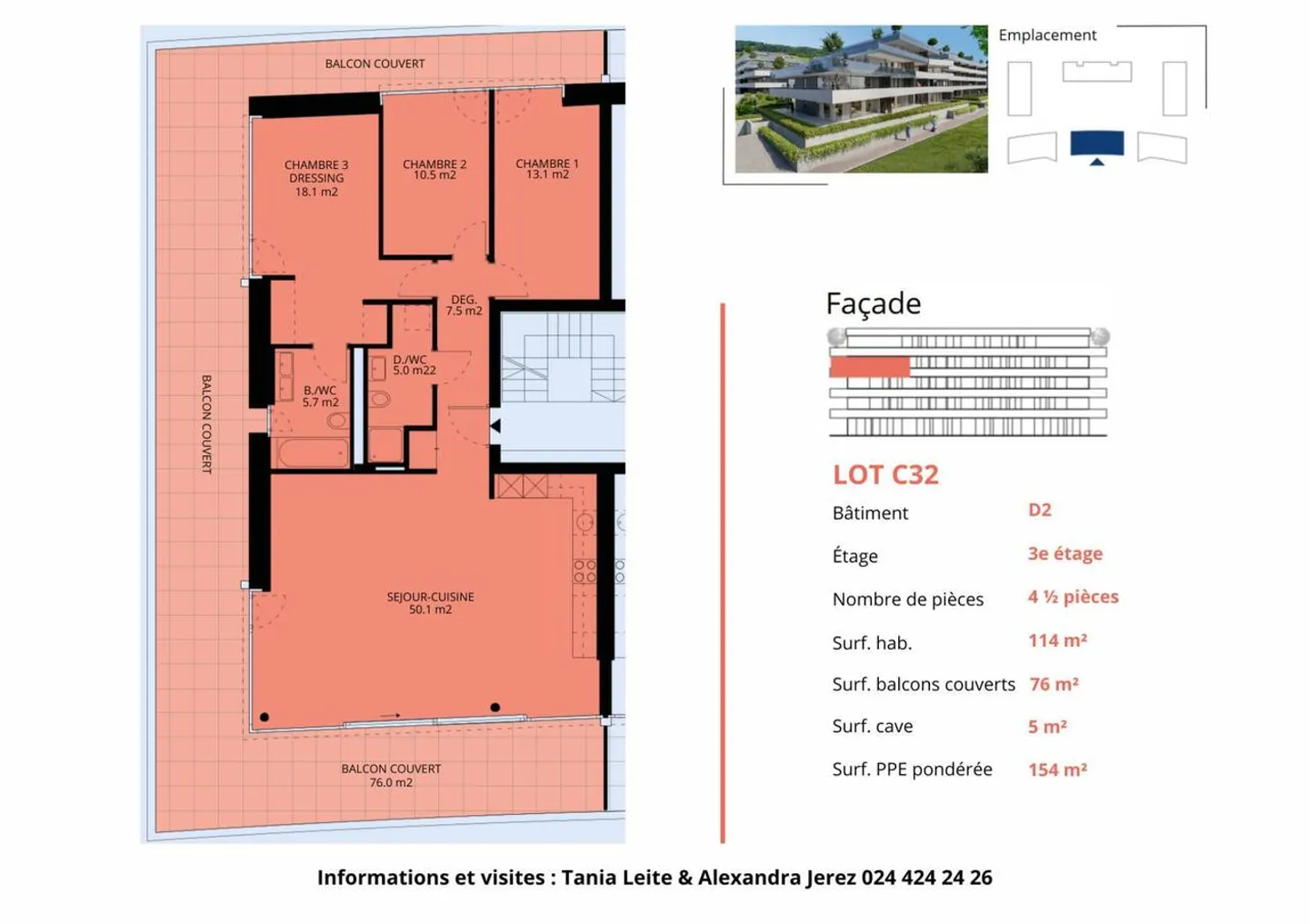 Luxueux 4.5 pièces traversant avec balcon couvert de 76m2 et vue lac - Photo 13 sur 13