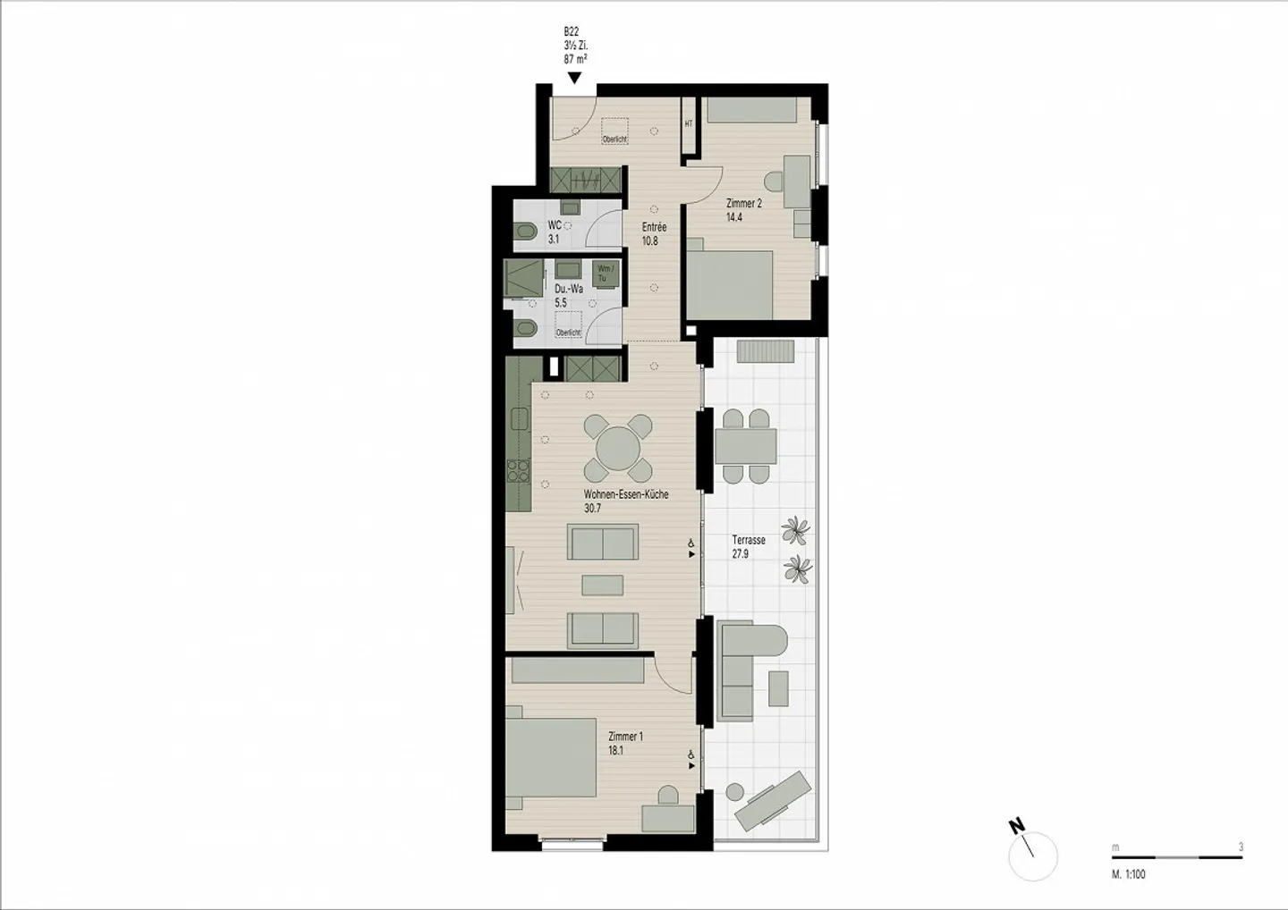 Moderne Attikawohnung in Zürich - Foto 1 von 19