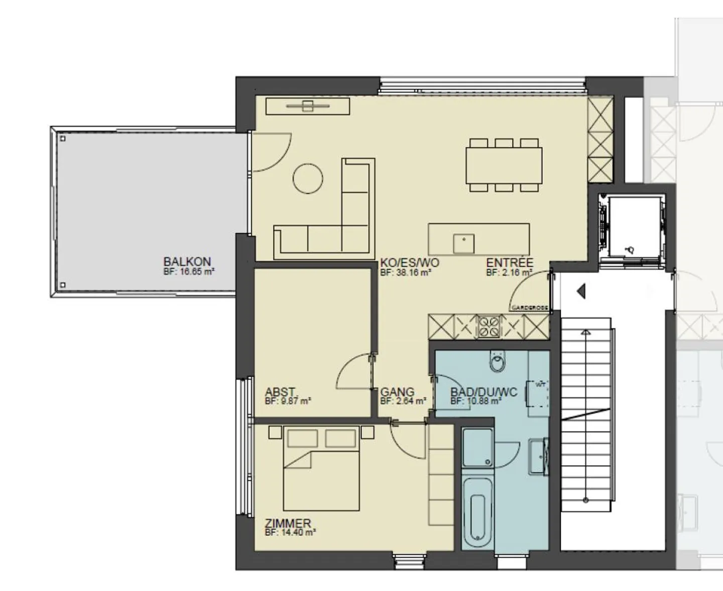 Moderne trifft auf Beton - 3.5 Zimmerwohnung an top Lage zu vermieten - Foto 4 von 5