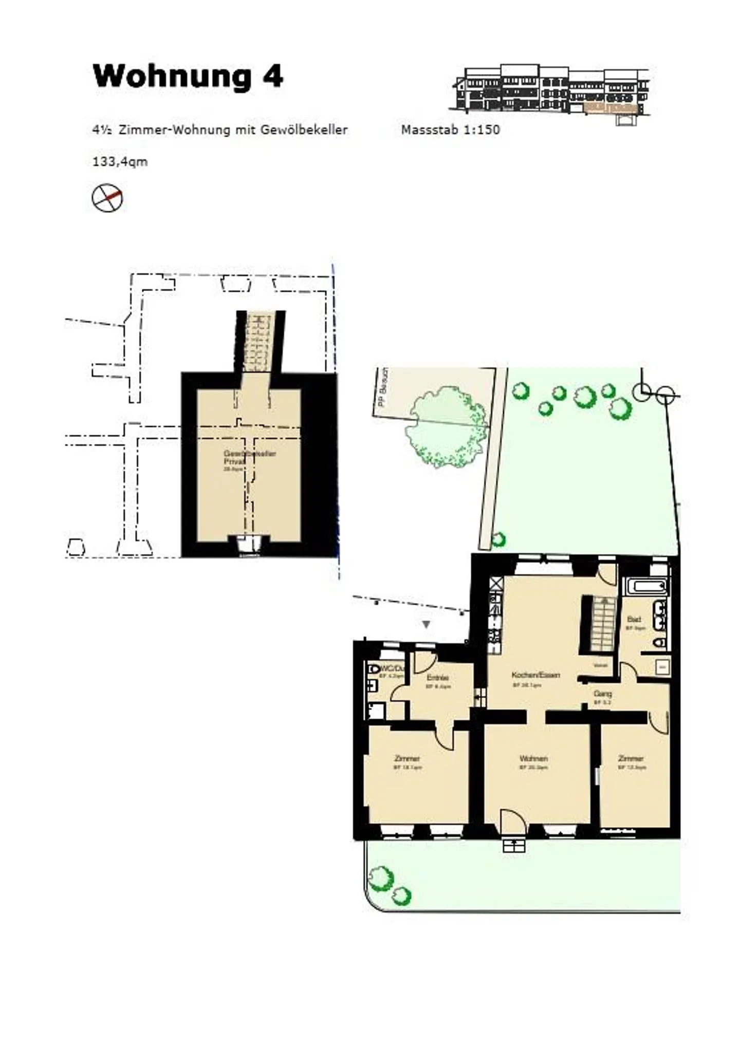3.5-room apartment with vaulted cellar and garden - Photo 10 of 10