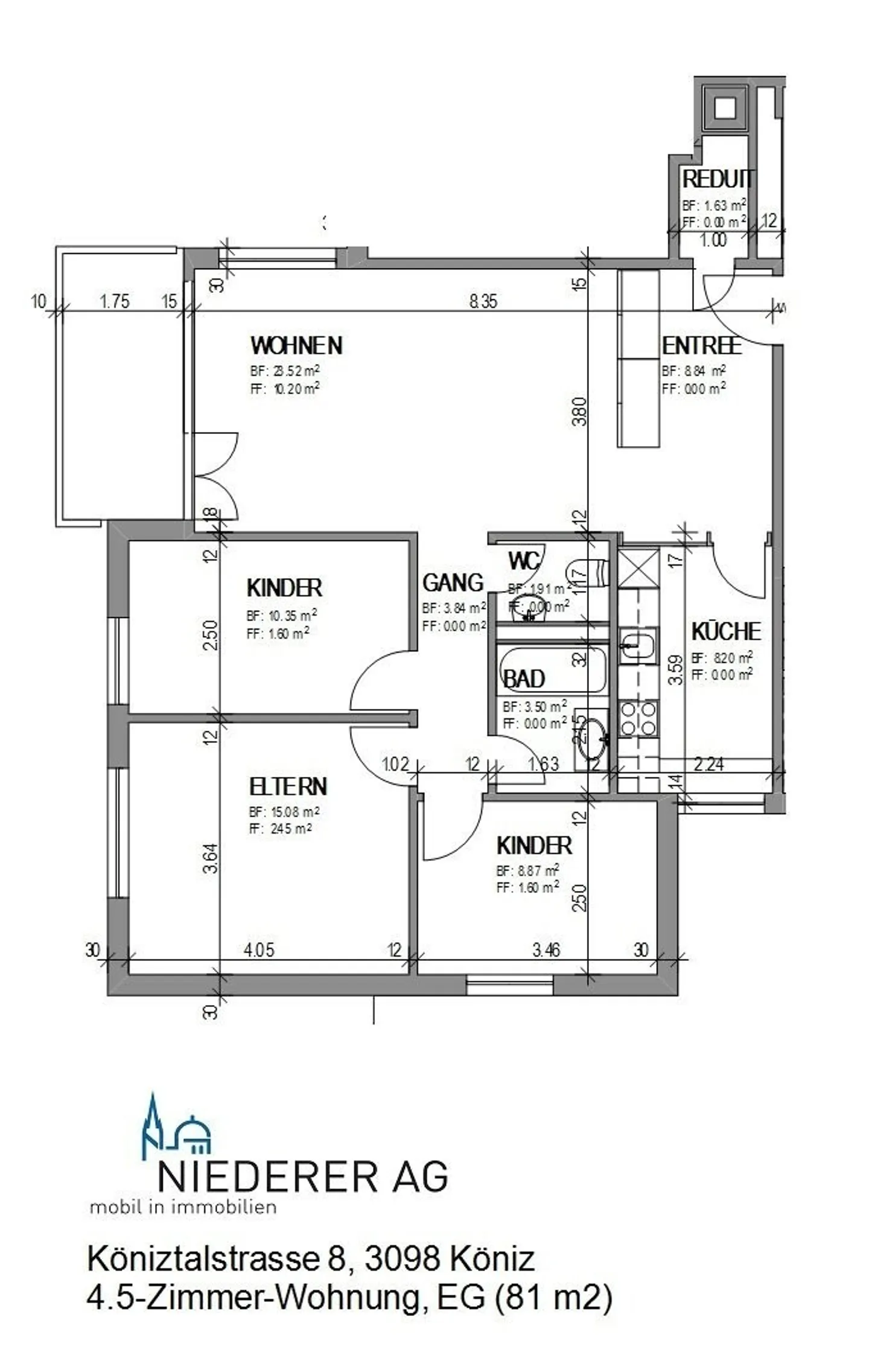 Appartement lumineux de 4,5 pièces au rez-de-chaussée avec balcon dans un emplacement central à Köniz - Photo 11 sur 11