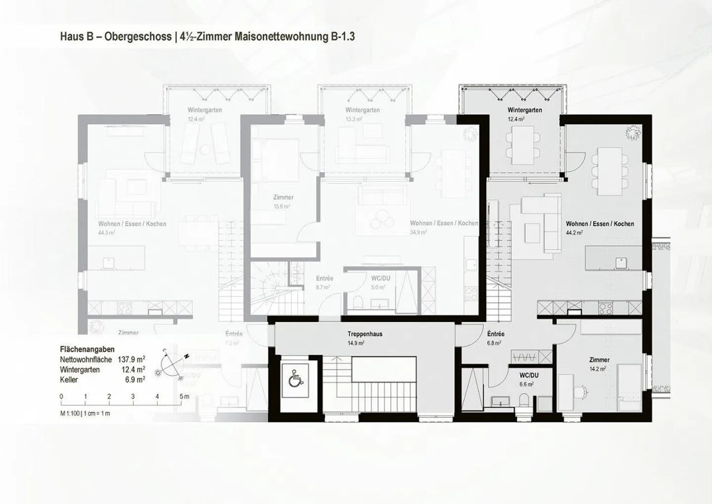 Ora pronto: Appartamento duplex TOP 4,5 camere con giardino d'inverno. B-1.3 - Foto 8 di 29