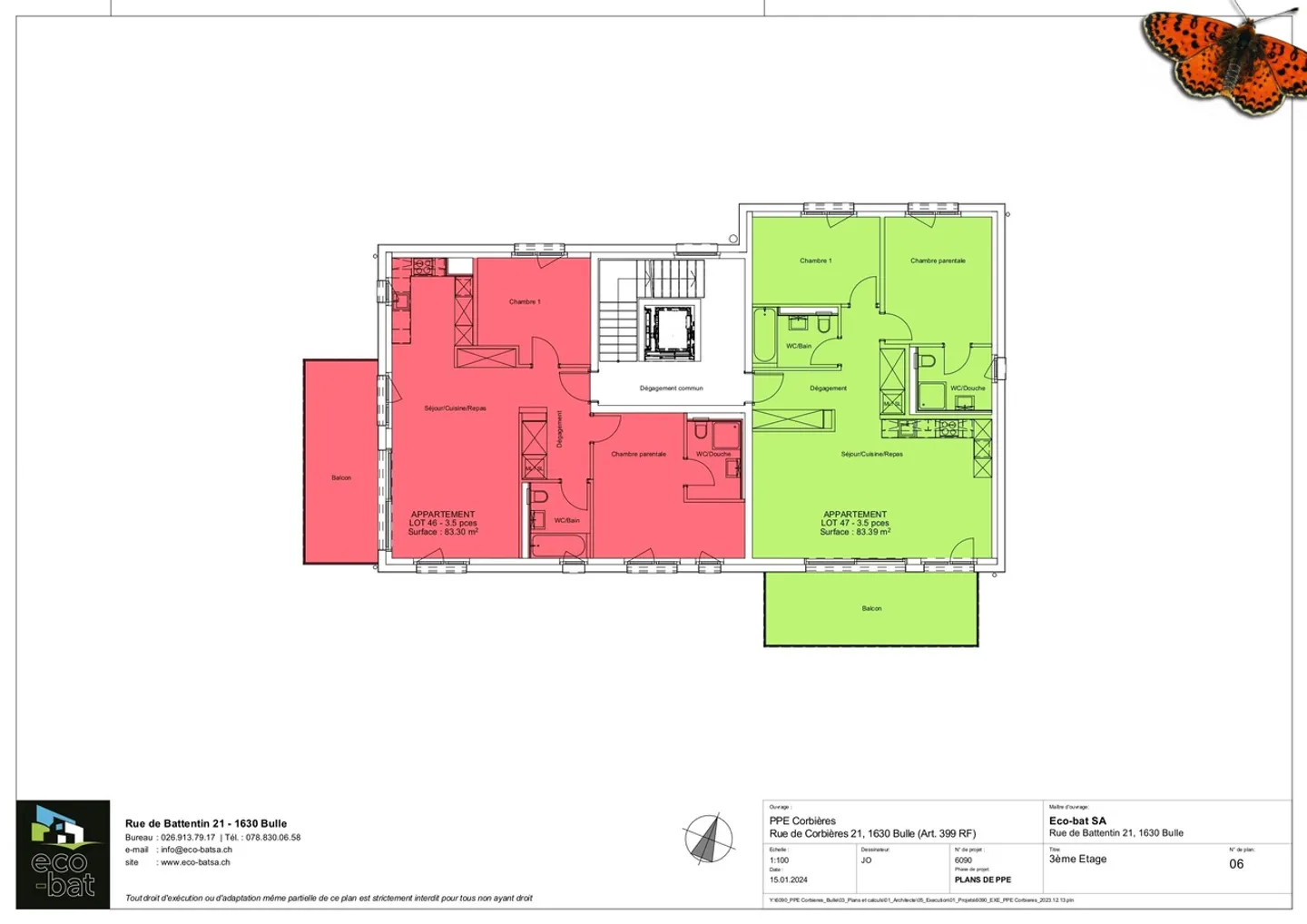 NEUF - 3½ PIECES - BULLE AVEC GRAND BALCON ! - Photo 4 sur 5