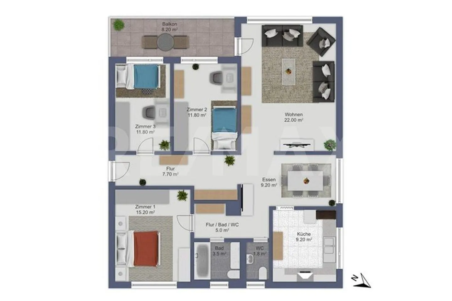 Appartement lumineux de 4,5 pièces avec balcon et coin salon - Photo 11 sur 13