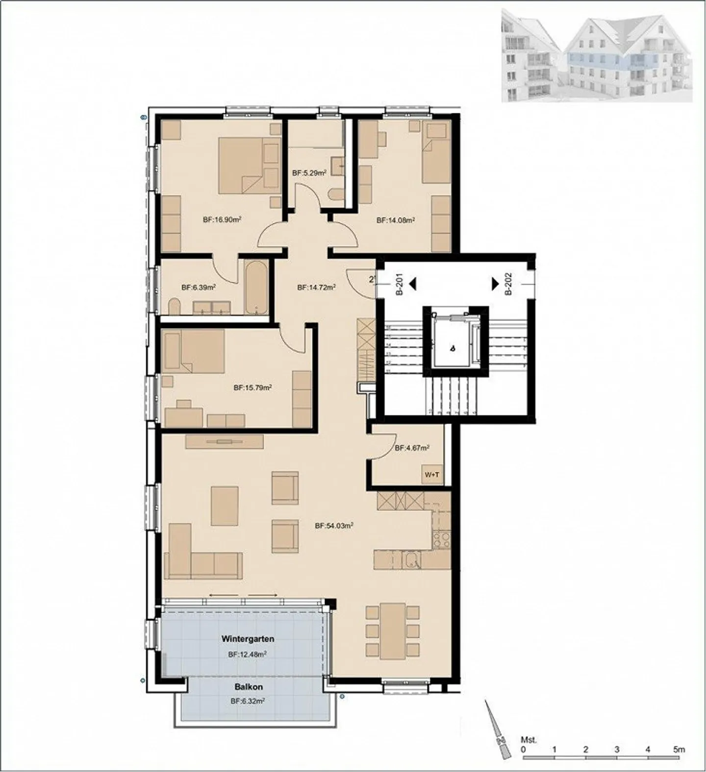 Appartement 4.5 pièces dans un bel emplacement - Photo 3 sur 5