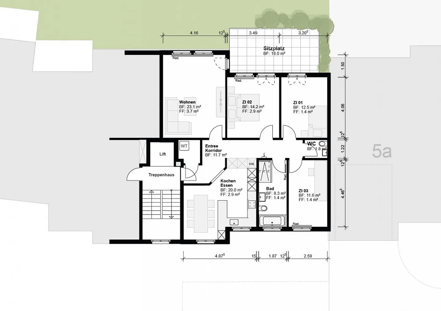 frisch renovierte 5 1/2 Zimmer-Wohnung zu vermieten - Foto 3 von 3