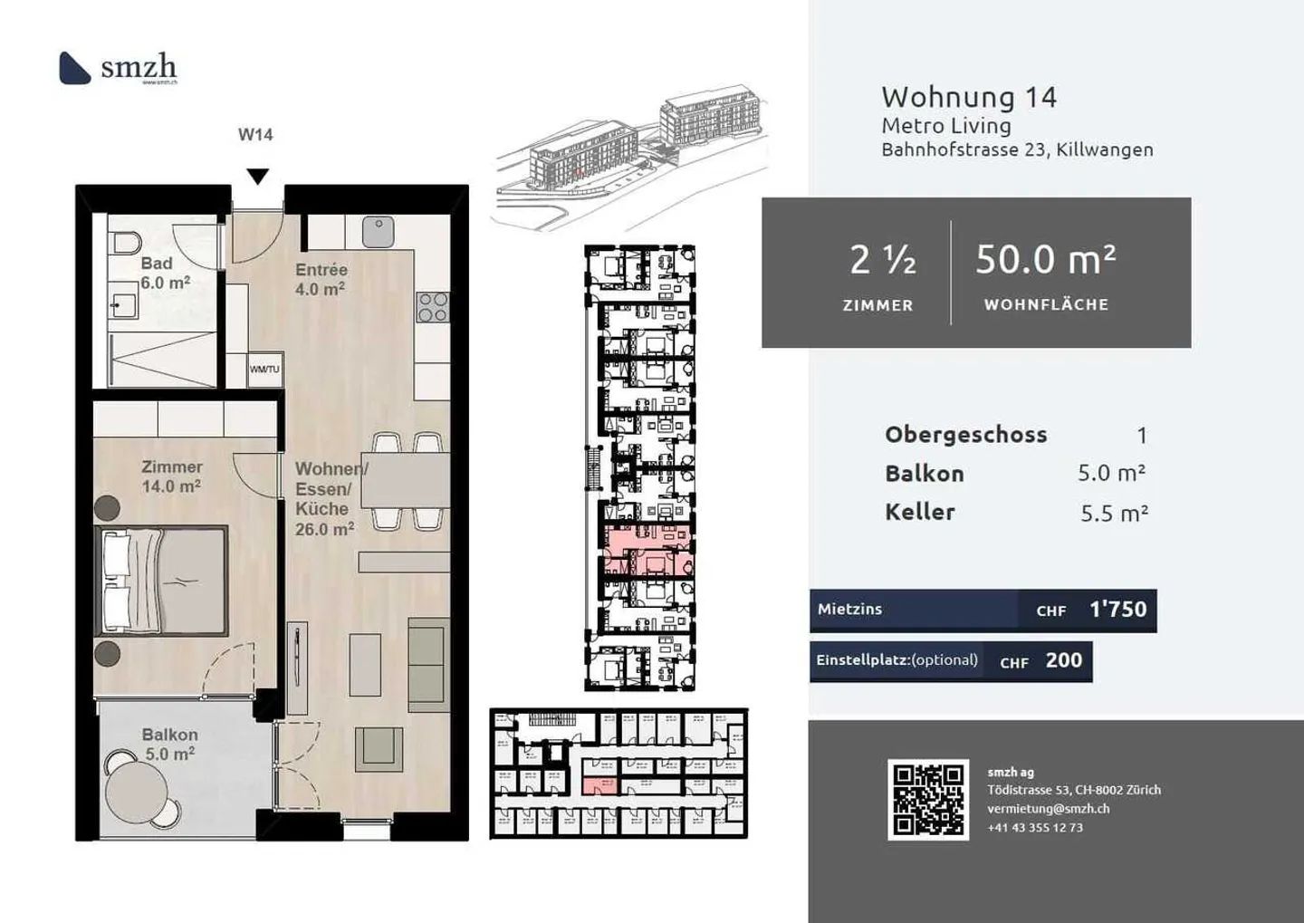 PRE-ANNOUNCEMENT: 2.5-room apartment with balcony - for rent in Killwangen - Photo 2 of 10