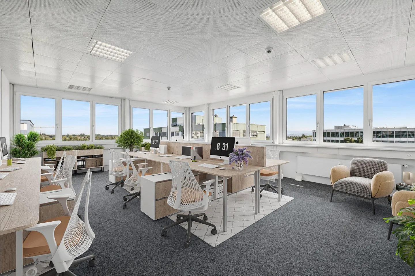 Espaces de bureau flexibles avec atrium à Allschwil, 420 à 946m² - Photo 1 sur 7