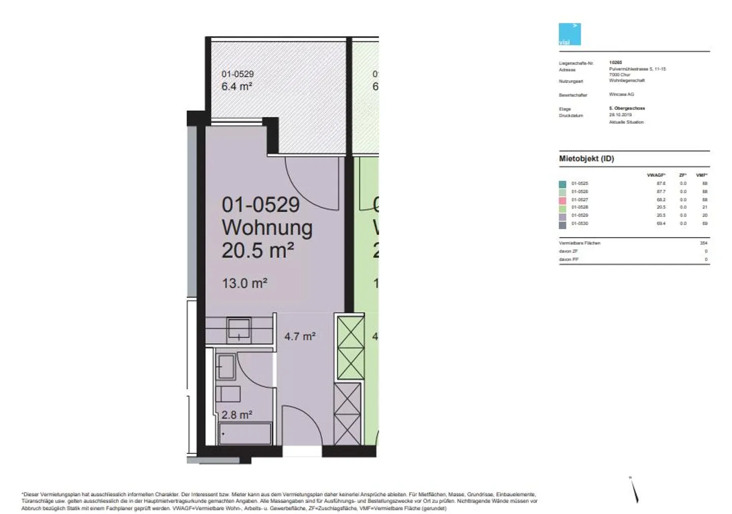1 Zimmer-Wohnung, 20 m², 5. Etage mit grossem Balkon - Foto 5 von 5
