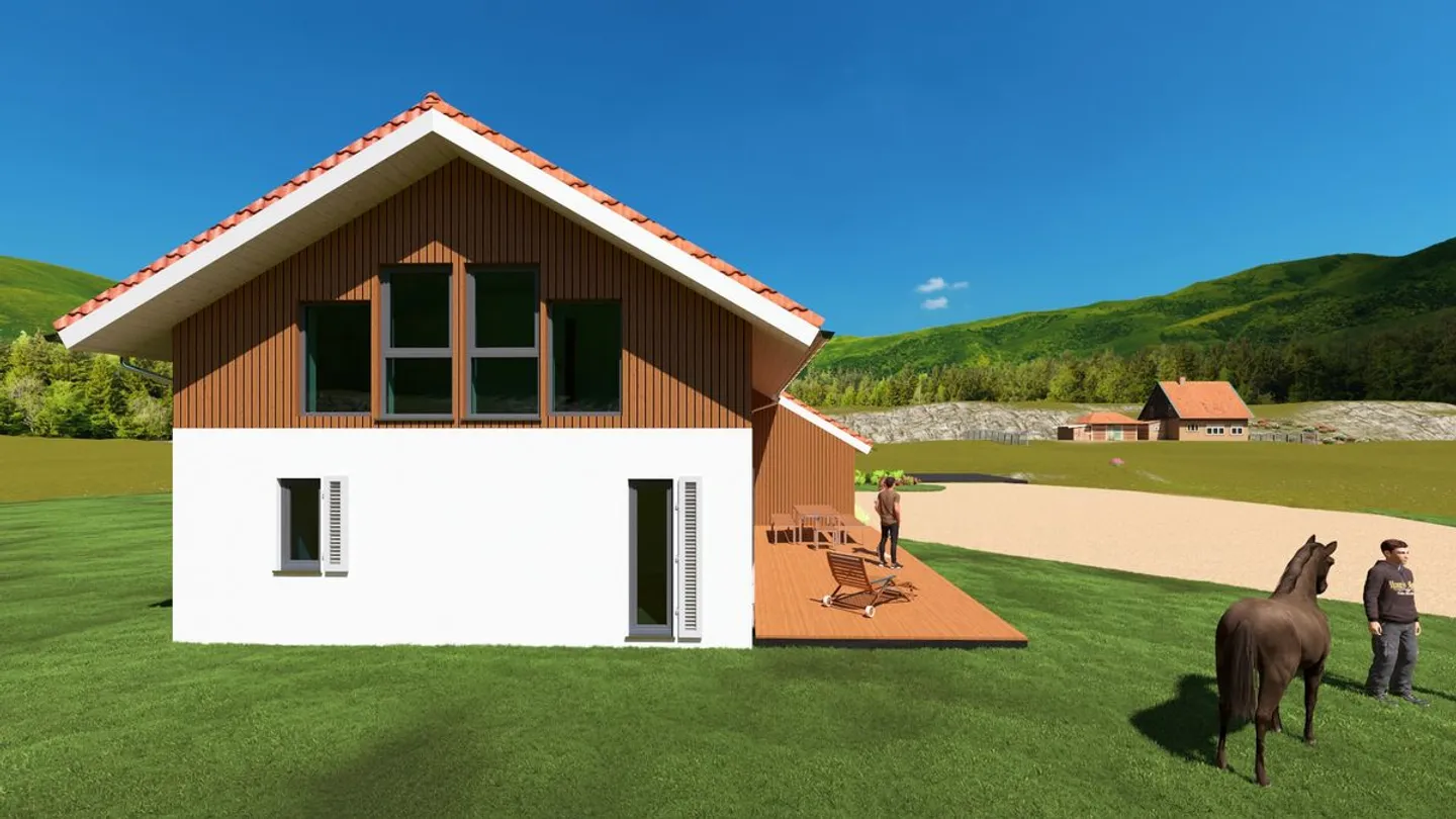 Villa jumelle de 5,5 pièces avec écurie pour 3 chevaux - permis en force - Photo 3 sur 10