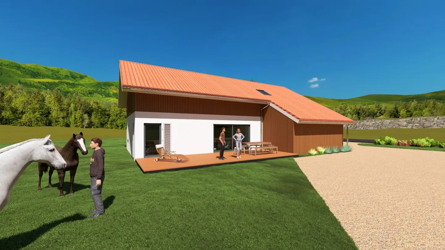 Villa jumelle de 5,5 pièces avec écurie pour 3 chevaux - permis en force - Photo 2 sur 10