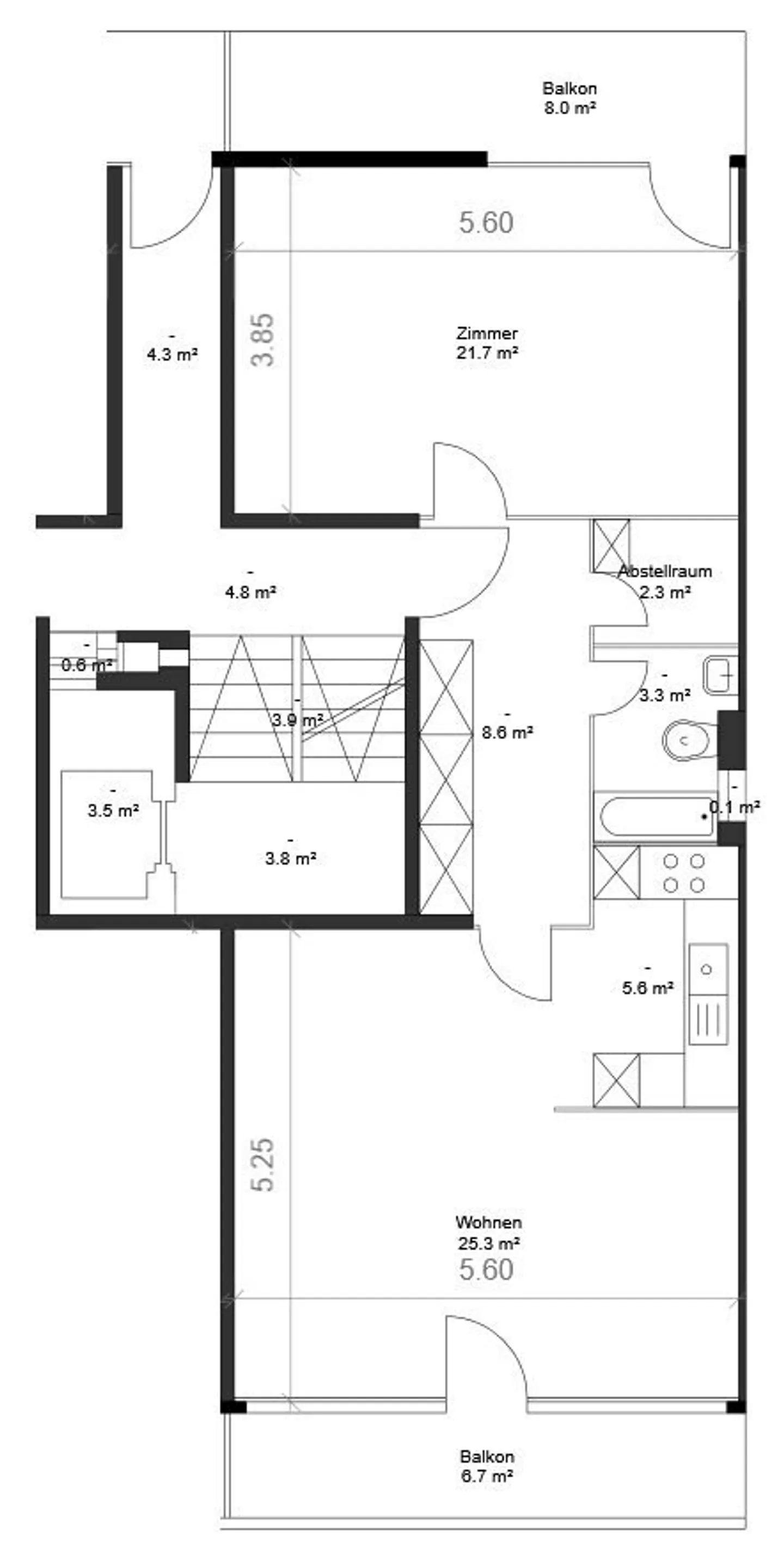 Appartamento 2.5 vani di 67 m² al 7° piano con balcone - Foto 10 di 10