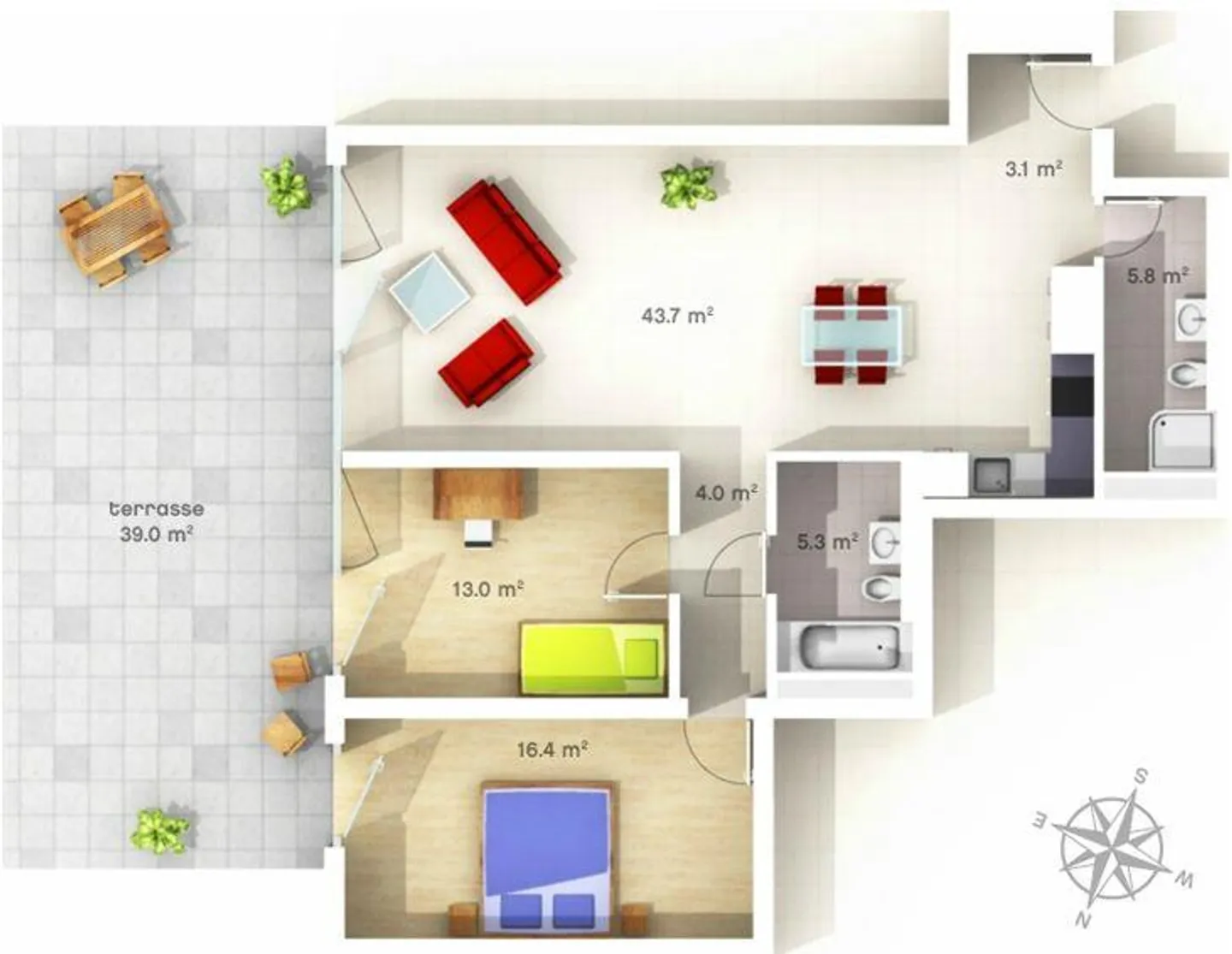 Appartamento 3,5 locali con terrazza e vista su un parco - AFFITTO SENZA DEPOSITO - Foto 6 di 6
