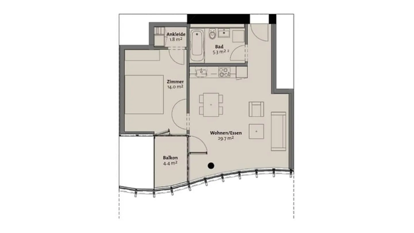 Appartement 2½ pièces à Lucerne, meublé, tempor - Photo 2 sur 2