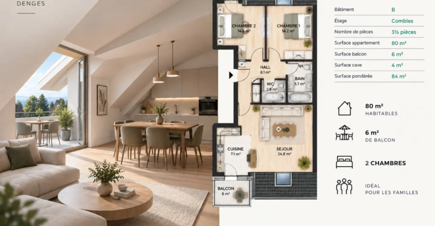 New promotion: 3.5-room attic with balcony - Photo 1 of 4
