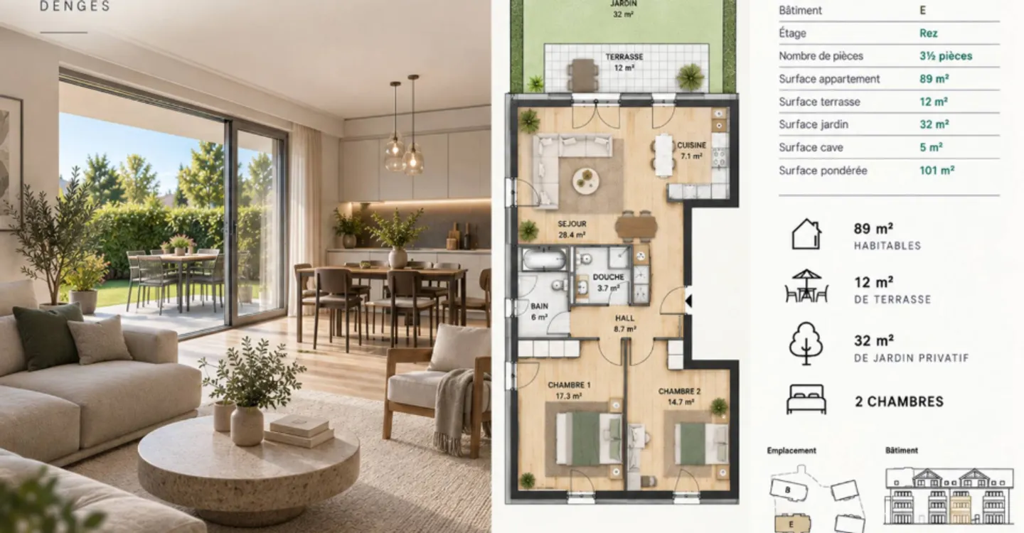 New promotion: 3.5-room apartment on the ground floor with garden - Photo 1 of 5