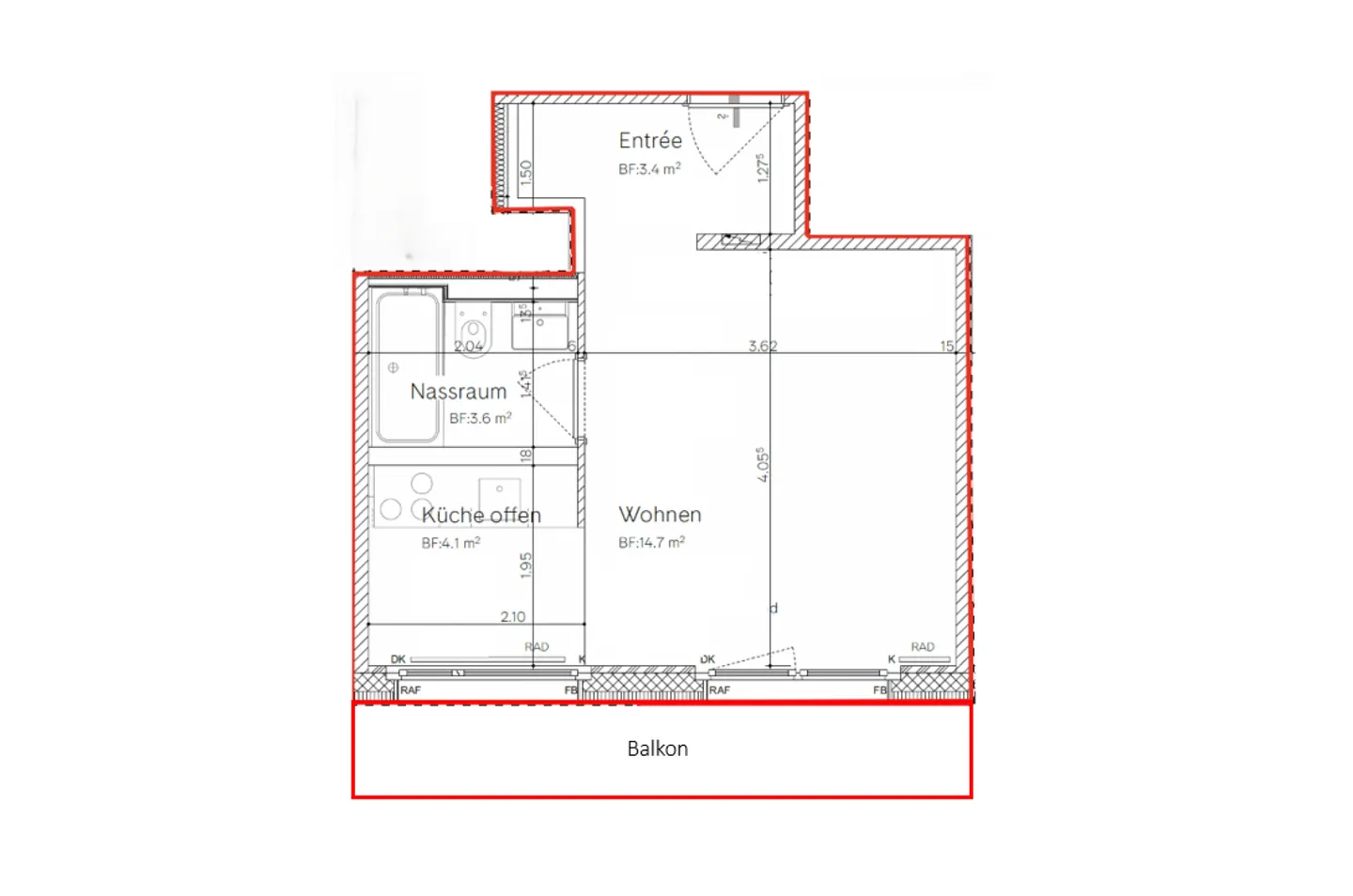Gemütliches Studio mit Balkon - Foto 8 von 9