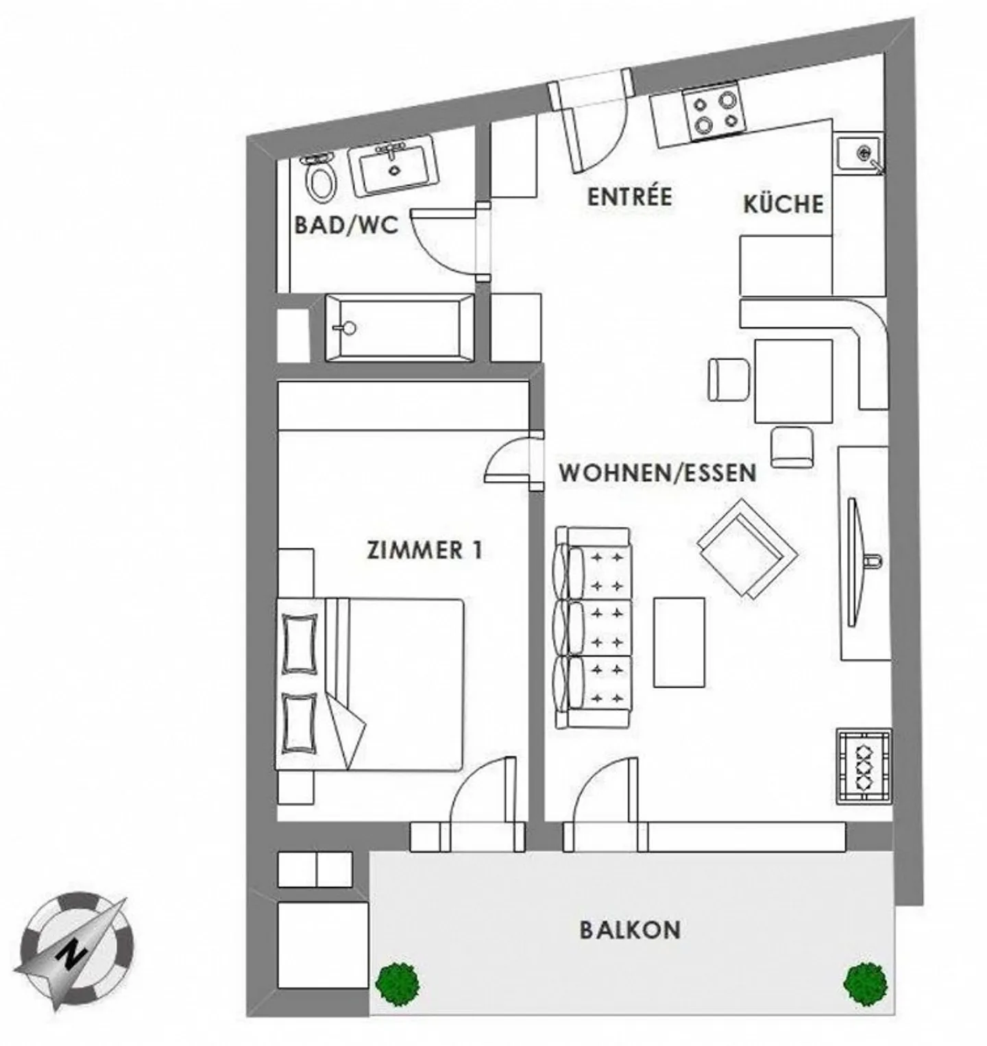 Sunny, centrally located 2.5 room apartment - Photo 9 of 9