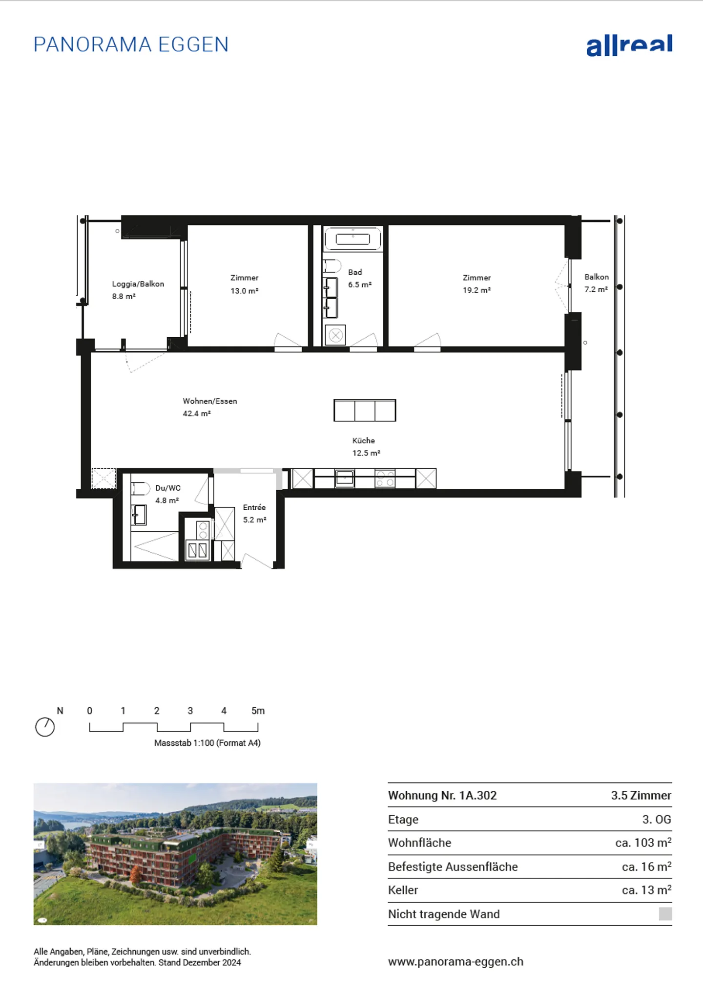 Appartement spacieux de 3 ½ pièces avec vue sur le Pilatus - Photo 5 sur 5
