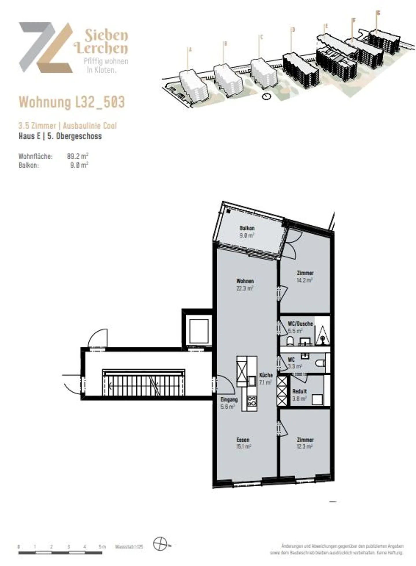 Appartamento nuovo di 3,5 stanze con vista nel complesso 7 Lerchen a Kloten - Foto 8 di 9