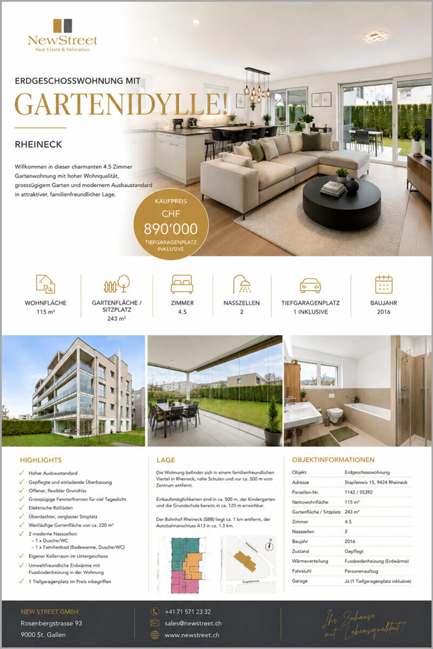 Living like in your own house - spacious garden apartment in Rheineck - Photo 12 of 13